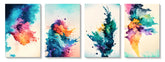 Abstract Splashed Watercolor Textured (4panel) Wall Art